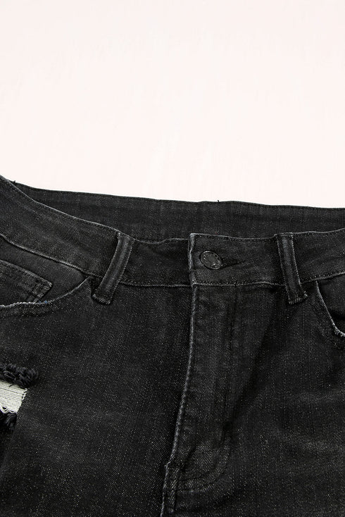 Ripped Tassel Bermuda Denim Shorts